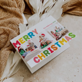 Färgstarkt och ljust God jul i 3 foto Helgkort