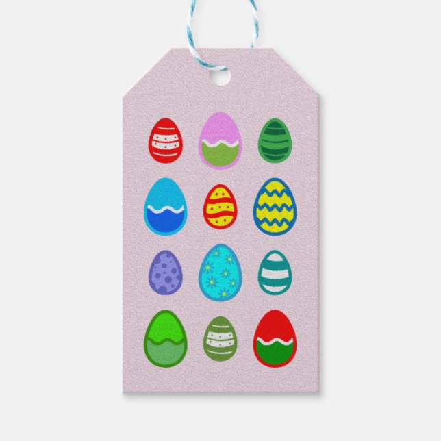 Färgstarkt och vackert Påskägg mönster Presentetikett (Framsidan)