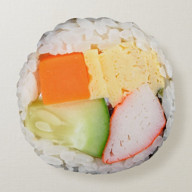 Färgstarkt sushi Photo Japanskt Cuisine Rund Kudde (Framsidan)