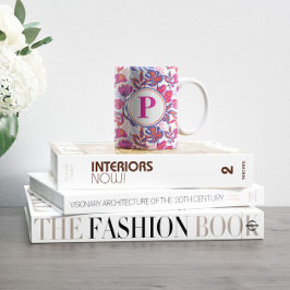 Färgstarkt, tropiskt Blommönster Kaffemugg