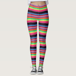Färgstickade balkar leggings