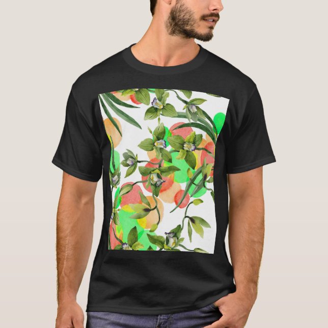 Färgstift: blommigten för vattenfärgen är sömlös. t shirt (Framsida)