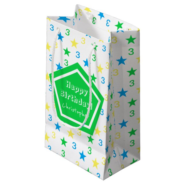 Färgstjärnor Boys 3:e födelsedag (Framsidan Vinklad)