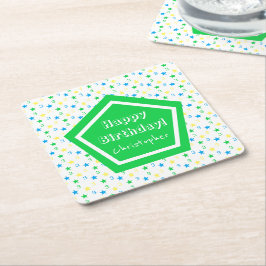 Färgstjärnor Boys 3:e födelsedag Underlägg Papper Kvadrat