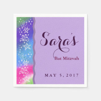 Färgstjärnor och rosor Pub Mitzvah Napkins Pappersservett