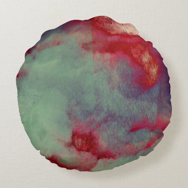 Färgstormiga moln abstrakt penseldrag konst rund kudde (Baksidan)