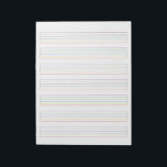 Färgsträngar Acoustic Guitar Music Lakan Anteckningsblock<br><div class="desc">Anteckningsblocket lakan i klassiskt akustiskt gitarr omfattar lakan som koordinerar med guitarsträngar i nylon färgad. Traditionell tom musik i lakan innehåller 7 linjer för gitarr med standardguitarsträngen namn och plats överst för titeln i sång. Färgstark strängdesign omfattar violett lila,  kalkgrönt,  svart,  blått,  gult och rött färg.</div>