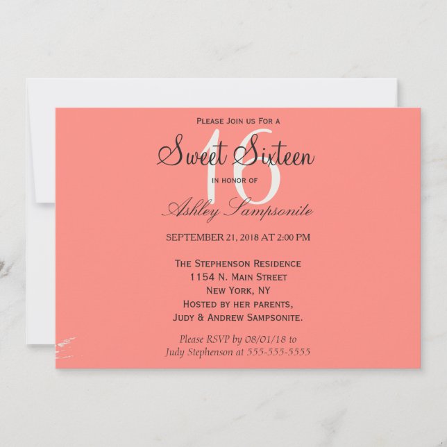 Färgstreck för korall Rosa och grädda Inbjudningar (Framsida)