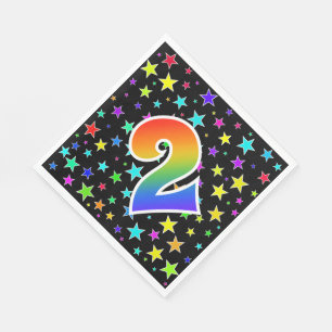 Färgstreck + Rainbow Mönster "2" Händelsenummer Pappersservett