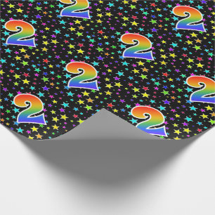 Färgstreck + Rainbow Mönster "2" Händelsenummer Presentpapper