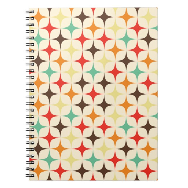 Färgstreck Retro Geometric Mönster Anteckningsbok (Framsidan)