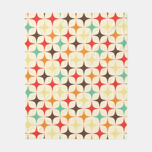 Färgstreck Retro Geometric Mönster Fleecefilt (Framsidan)
