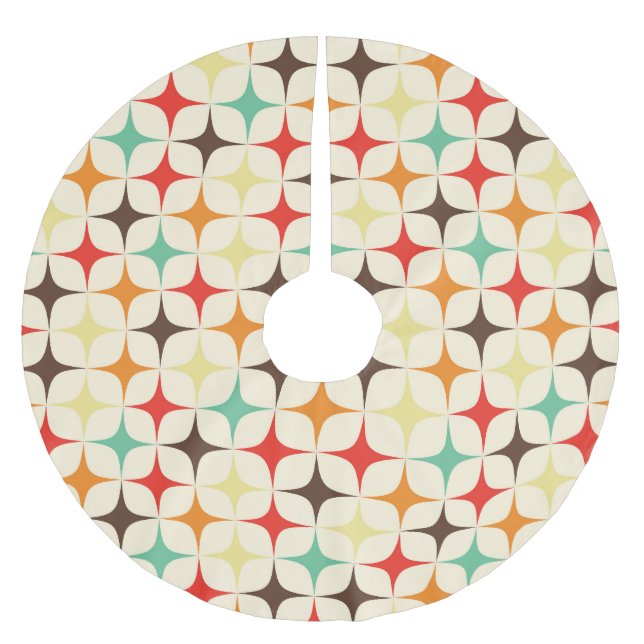 Färgstreck Retro Geometric Mönster Julgransmatta Borstad Polyester (Framsidan)