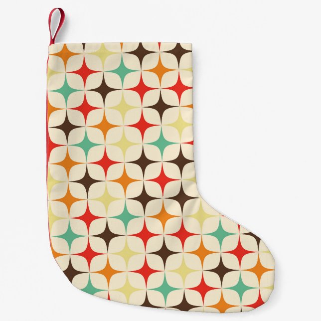 Färgstreck Retro Geometric Mönster Liten Julstrumpa (Framsidan)