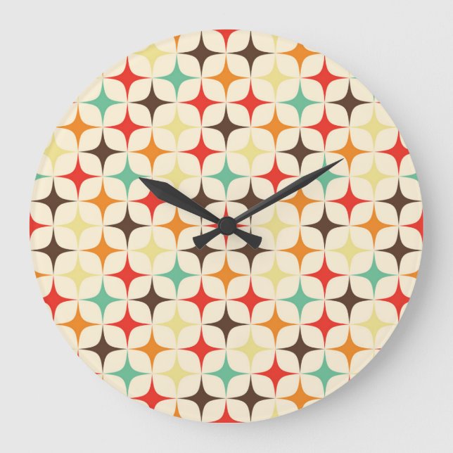 Färgstreck Retro Geometric Mönster Stor Klocka (Framsida)