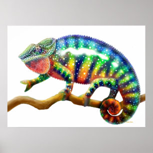 Färgstryck av Panther Chameleon Skriv ut Poster
