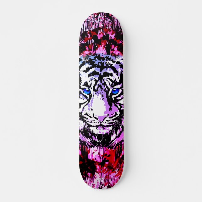Färgstryck - Retro Tiger Skateboard (Framsida)