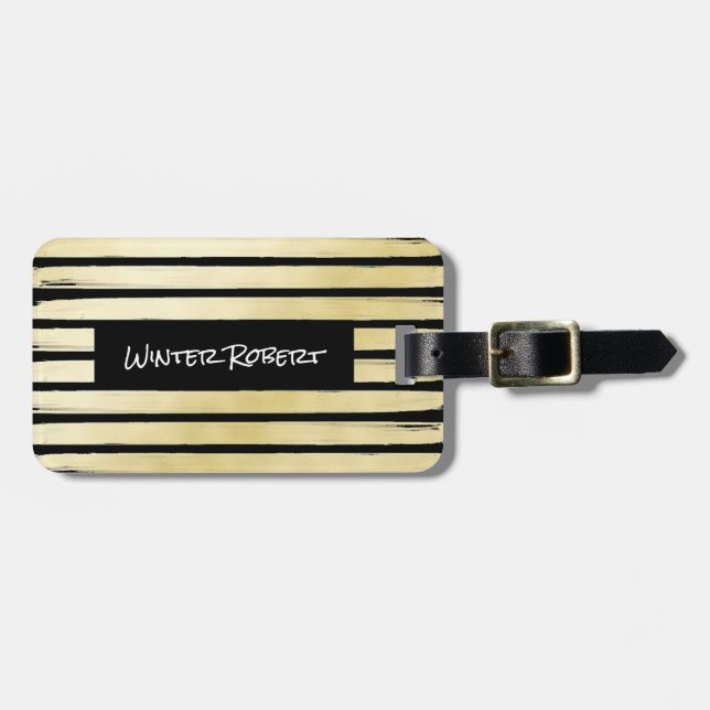 Färgstrykning av svart guld-elegant bagagebricka (Horisontell Framsida)