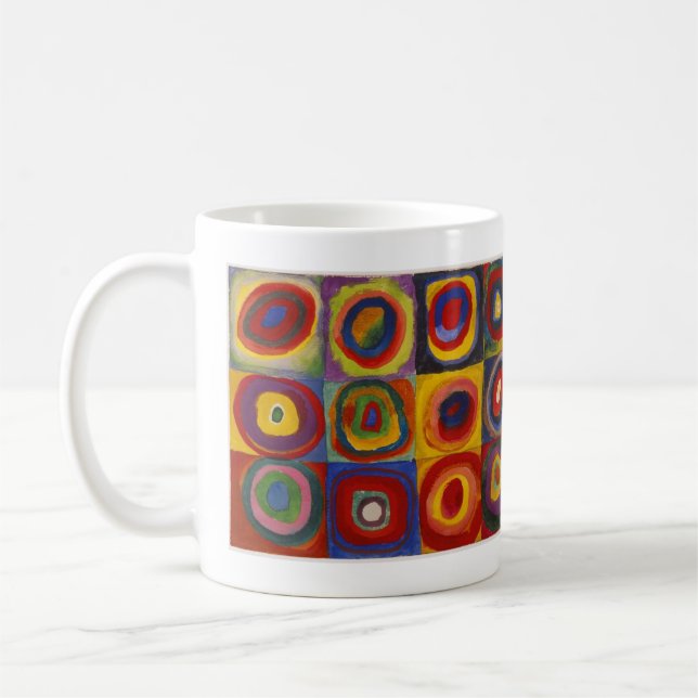 Färgstudie Rutor Med Koncentriska Cirklar Kaffemugg (Vänster)