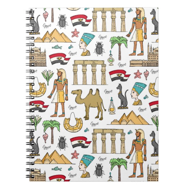 Färgsymboler av egyptenmönster anteckningsbok med spiral (Framsidan)