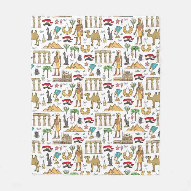 Färgsymboler av egyptenmönster fleecefilt (Framsidan)