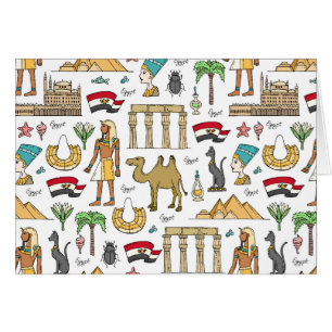 Färgsymboler av egyptenmönster hälsningskort