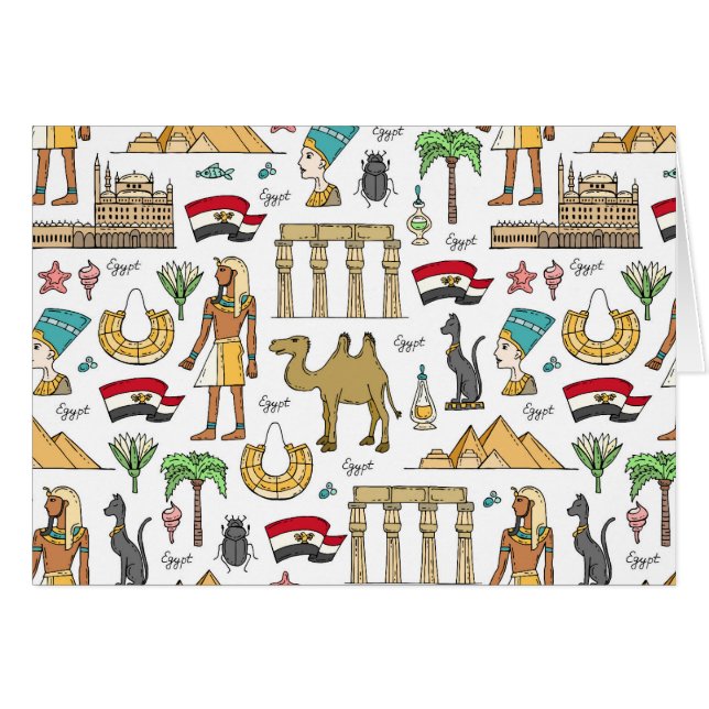 Färgsymboler av egyptenmönster hälsningskort (Framsidan Horizontal)