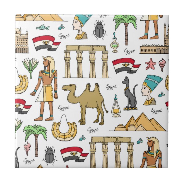 Färgsymboler av egyptenmönster kakelplatta (Framsidan)