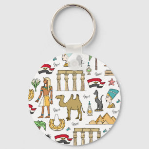 Färgsymboler av egyptenmönster nyckelring