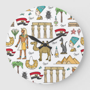 Färgsymboler av egyptenmönster stor klocka