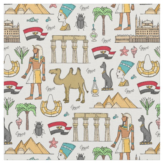 Färgsymboler av egyptenmönster tyg (Närbild)