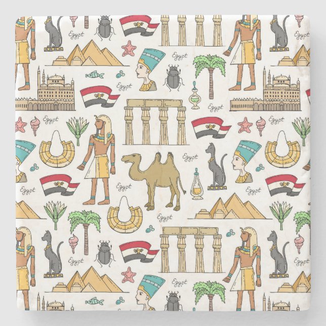 Färgsymboler av egyptenmönster underlägg sten (Framsidan)