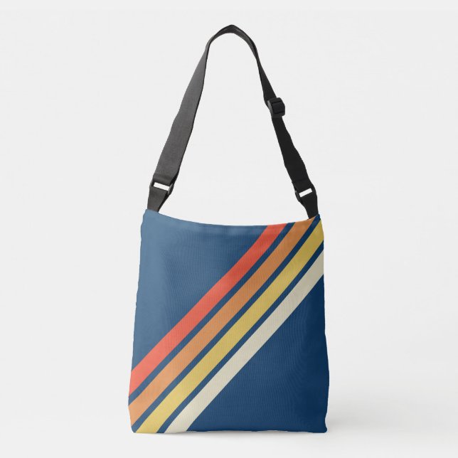 Färgt 70-tal 80-tal Retro Stripe Rand Axelväska (Framsida)