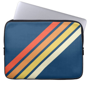 Färgt 70-tal 80-tal Retro Stripe Rand Laptop Fodral
