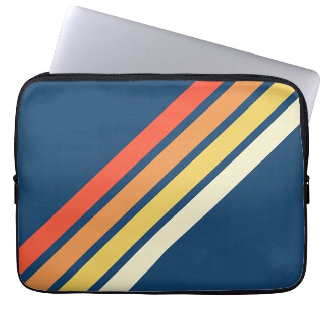 Färgt 70-tal 80-tal Retro Stripe Rand Laptop Fodral (Framsidan)