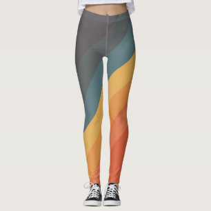 Färgt 70-tal 80-tal Retro Stripe Rand Leggings