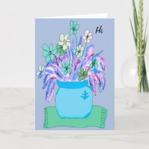 Färgt Blåa blommor- och prickanteckningskort Tack Kort