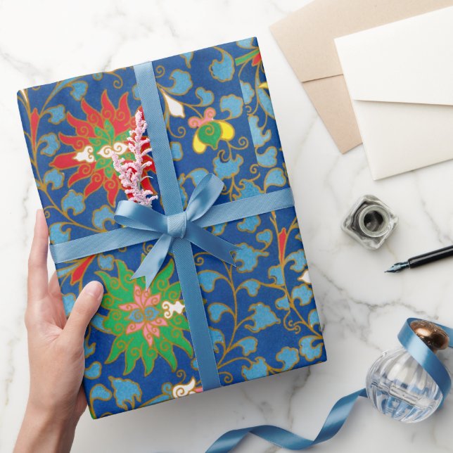 Färgt blommönster Figursätta Pappert Presentpapper (Gifting)