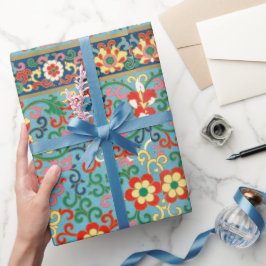 Färgt Blommönster Figursätta Pappert Presentpapper