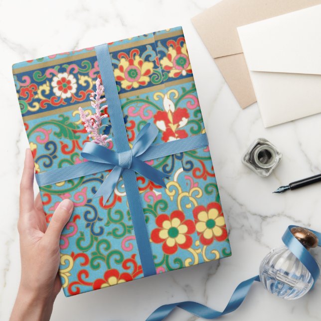 Färgt Blommönster Figursätta Pappert Presentpapper (Gifting)