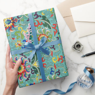 Färgt blommönster Figursätta Pappert Presentpapper