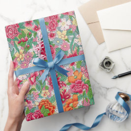 Färgt blommönster Figursätta Pappert Presentpapper