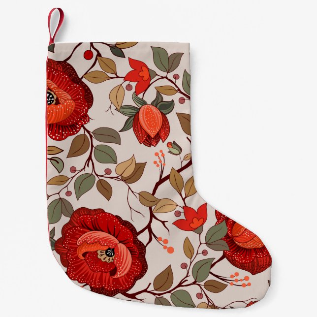 Färgt blommönster. Tapet med stor illvilja Liten Julstrumpa (Framsidan)