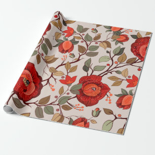 Färgt blommönster. Tapet med stor illvilja Presentpapper