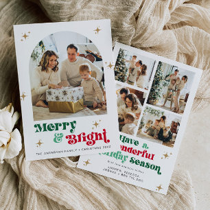 Färgt fotokort Helgdag-kort Boho jul-ljus Julkort