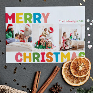 Färgt God jul år i bild 3-foto Julkort