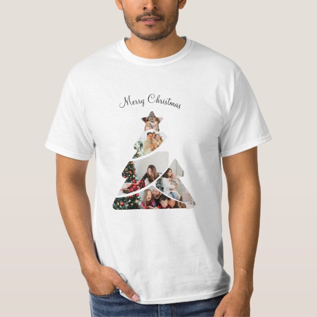 Färgt Kreativ - minimalt Julgran-foto T Shirt (Framsida)