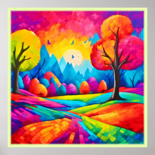 Färgt liggande i Dreamlike Art Stil Poster