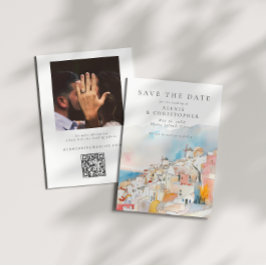 Färgt liggande Medelhavsfoto Bröllop Spara Datumet