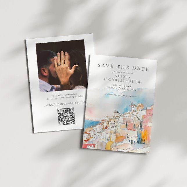 Färgt liggande Medelhavsfoto Bröllop Spara Datumet (Skapare uppladdad)